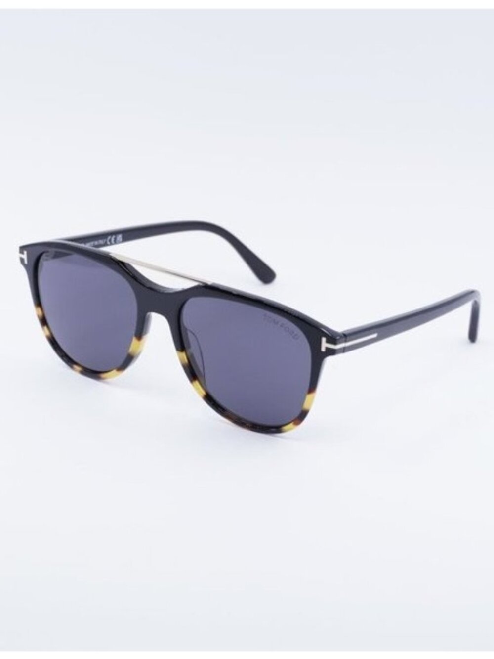 Tom Ford FT1098 05A Damian-02 Sunglasses Black Aviator Frame, Smoke Lenses